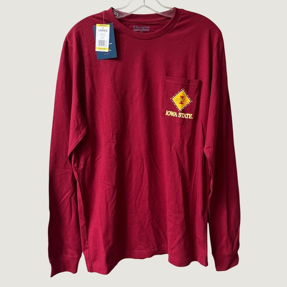 Champion Iowa State cyclones Long Sleeve Pocket T Shirt NWT Womens Medium Red